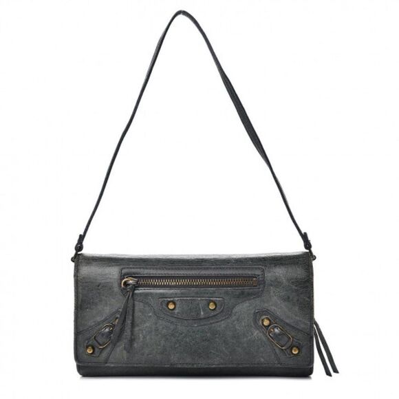 Balenciaga Agneau Classic Hardware Continental Wallet on Strap Anthracite - Picture 14 of 16